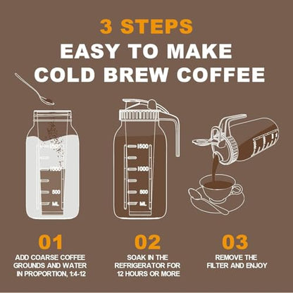 JunVpic Cold Brew Coffee Maker, 64 oz Glass Mason Jar Pitcher
