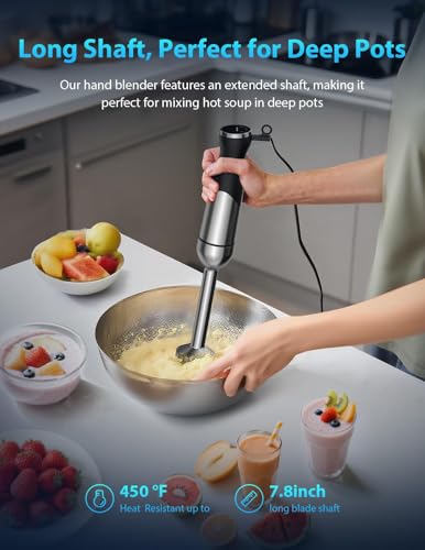 2026 New 1000W Immersion Blender Handheld – 25-Speed, Stainless Steel, Hand Blender, Corded Hand Mixer with Heavy-Duty Copper Brushless Motor & Gift Box (Black)