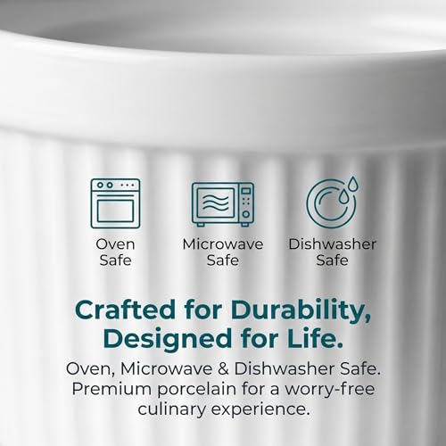 18 Pcs 4 oz Porcelain Ramekins, Oven-Safe Creme Brulee Dishes, Classic White Ramekin Set for Baking, Soufflé, Appetizers, Custard, Pudding, and Dipping Bowls