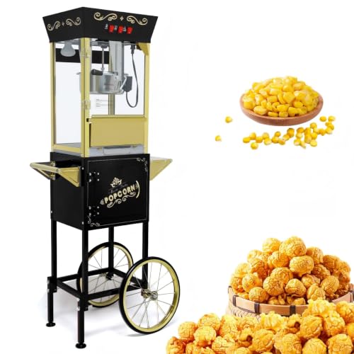 12oz Commercial Popcorn Machine with Cart, Black