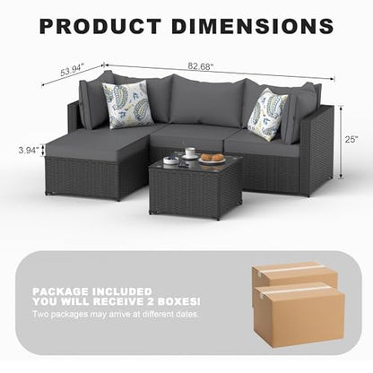 5 Piece Patio Furniture Sets Outdoor, Patio Set Sectional Sofa, Grey