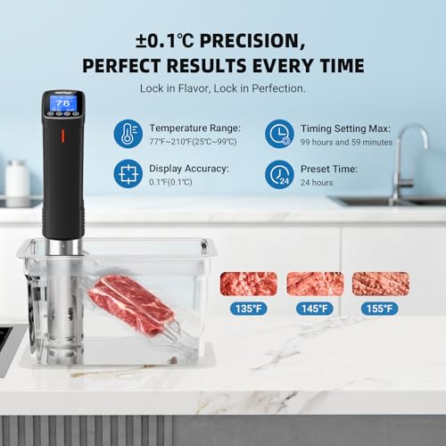INKBIRD WIFI Sous Vide Cooker ISV-100W Bundle with Storage Case, 1000 Watts Immersion Circulator for Sous Vide, Suvee Cooker Kit for Starter, 14 Preset Receips, Timer