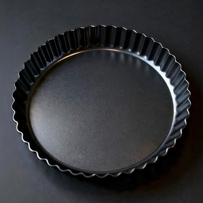 Tart Pan 2 Pack, 9 Inch Non-Stick Carbon Steel Pie Pan, Tart Pans with Removable Bottom -Top 9.5 inches, bottom 9 inches, 1.2 inches deep - Perfect Molds for Making pie, Fruit Tarts with Grooved Edges