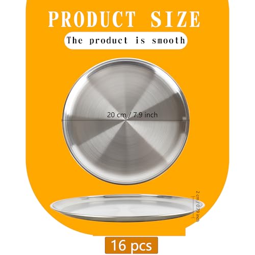 Norcoin 16 Pieces Stainless Steel Pizza Pans 12 Inch Pizza Pans Bulk Round Bakeware Oven Pizza Trays for Baking Roasting Restaurant Home Kitchen Healthy Rust Free Dishwasher Easy Clean