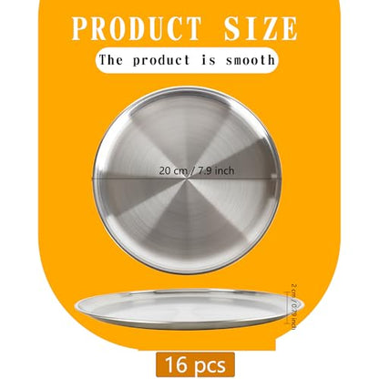 Norcoin 16 Pieces Stainless Steel Pizza Pans 12 Inch Pizza Pans Bulk Round Bakeware Oven Pizza Trays for Baking Roasting Restaurant Home Kitchen Healthy Rust Free Dishwasher Easy Clean