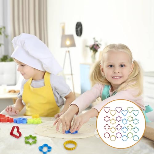HiempTru Cookie Cutter Set 24 PCS, Heart Star Round Shapes Cookie Cutters Mold Plastic Homemade Mini Biscuit Cutters Sandwich Cutter for DIY, Kitchen, Baking, Birthday, Pancake Maker Supplies 2 Inch