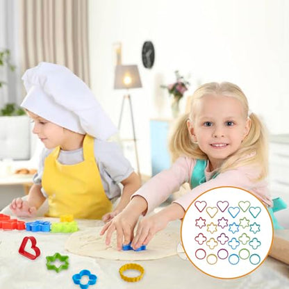 HiempTru Cookie Cutter Set 24 PCS, Heart Star Round Shapes Cookie Cutters Mold Plastic Homemade Mini Biscuit Cutters Sandwich Cutter for DIY, Kitchen, Baking, Birthday, Pancake Maker Supplies 2 Inch