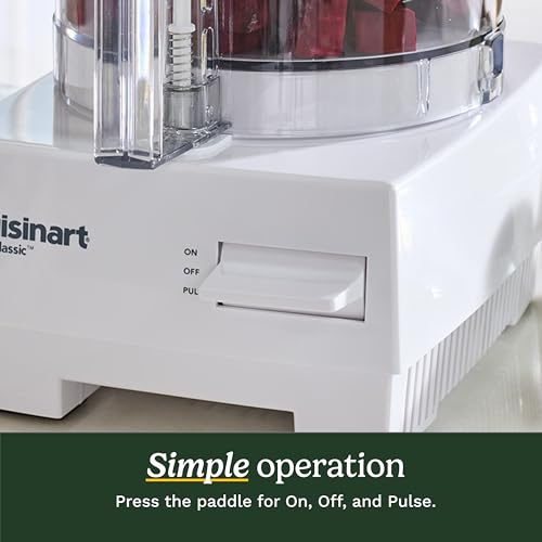 Cuisinart 7-Cup Pro Classic Food Processor, 600-Watt Motor, Vegetable Chopper & Blender for Mincing, Dicing, Shredding, Puree & Kneading Dough, DLC-10SYP1, White