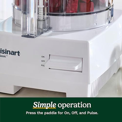 Cuisinart 7-Cup Pro Classic Food Processor, 600-Watt Motor, Vegetable Chopper & Blender for Mincing, Dicing, Shredding, Puree & Kneading Dough, DLC-10SYP1, White