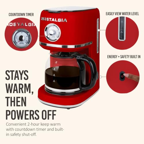Nostalgia Classic Retro 10 Cup Coffee Maker, Red