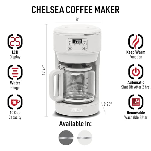 Haden Chelsea 10 Cup Digital Coffee Maker with Glass Carafe