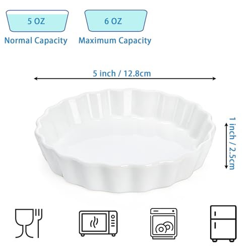 Foraineam Set of 8 Pieces Porcelain Shallow Ramekins, 5 Ounce Creme Brulee Ramekin Dishes Round Baking Ramekins Set