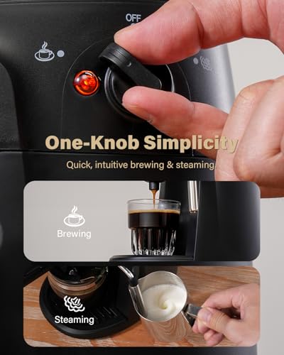 SHARDOR 3.5 Bar Espresso Machine, Compact Expresso Coffee Machines for Home, 4-Cup Espresso Maker with Milk Frother for Cappuccino & Latte, Fast Heating System, Easy-to-Use, 800W, Black