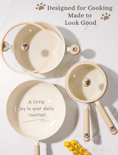 Astercook Pots and Pans Set Non Stick, Ceramic Cookware Set Non Toxic, 18 Pcs Dishwasher Safe Induction Cookware for Everyday Cooking & Housewarming Gifts