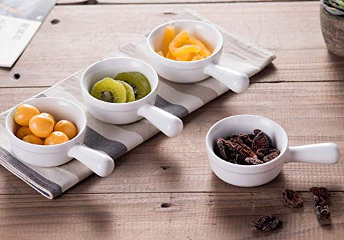 10 Packs White Soy Sauce Dishes with Handle,1oz Ramekins Porcelain Pinch Bowls,Small Dip Bowls Set,Dipping Bowls Appetizer Ketchup BBQ Sushi Condiments Serving Bowl Set-Stackable (Pot Shape)