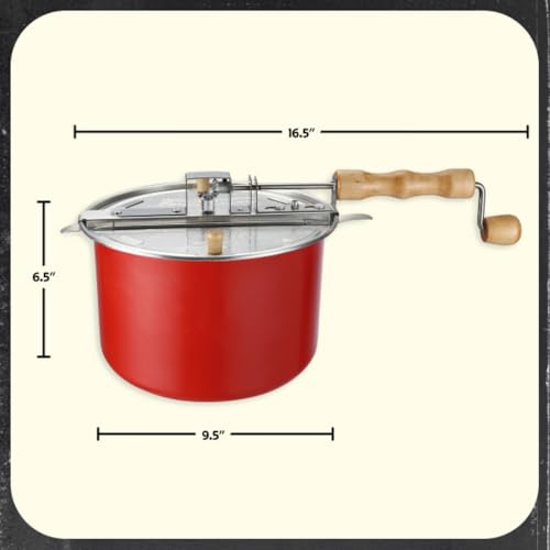 Great Northern Popcorn Stovetop Popcorn Maker, Red, 6.5-Quart