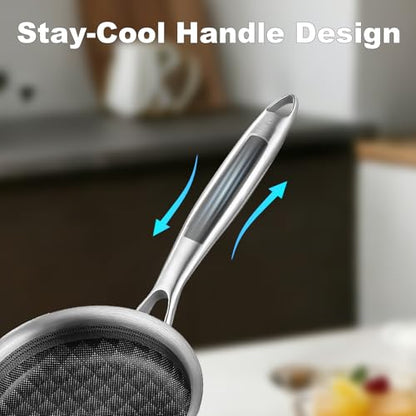 DELARLO Tri-Ply Stainless Steel 7" Omelette Pans, Non Stick Egg Frying Pan, Small Induction Skillet, Nonstick 7 inch, Single Egg Pan, Induction cookware Compatible with All Cooktops Up to 600℉