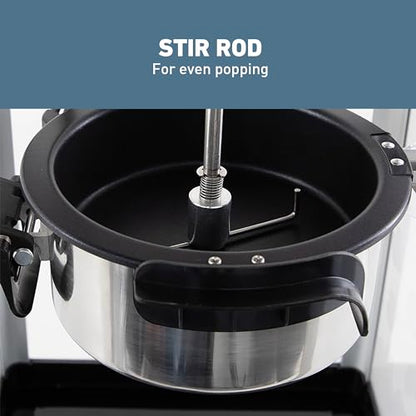 West Bend Stir Crazy Movie Theater Popcorn Popper, Gourmet Popcorn Maker Machine with Nonstick Popcorn Kettle and Popcorn Scoop for Popcorn Machine, 4 Qt., Black