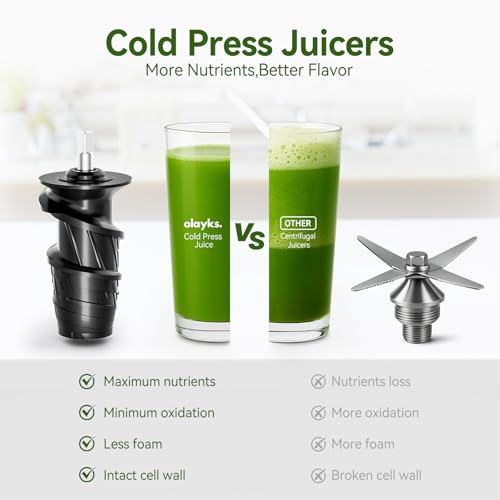 olayks. Cold Press Juicer,Slow Masticating Juicer with Soft & Hard Modes,Juicer Machines Vegetable and Fruit with Reverse Function,Celery Juicer,BPA-Free,Easy to Clean