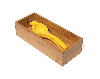 Lipper International Bamboo Wood Utensil Holder Storage Box for Cooking Tools, Makeup, or Office Supplies, 5" x 12" x 3"