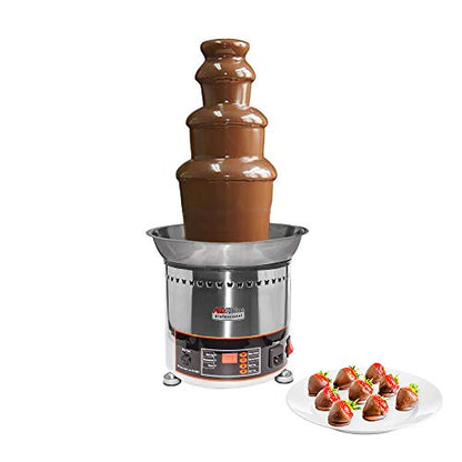 ALDKitchen 4-Tier Chocolate Fountain Machine – 3kg Capacity, Stainless Steel, Digital Thermostat 30–110°C, 300W, 110V – Commercial Fondue Fountain for Parties and Events (4 Tiers)