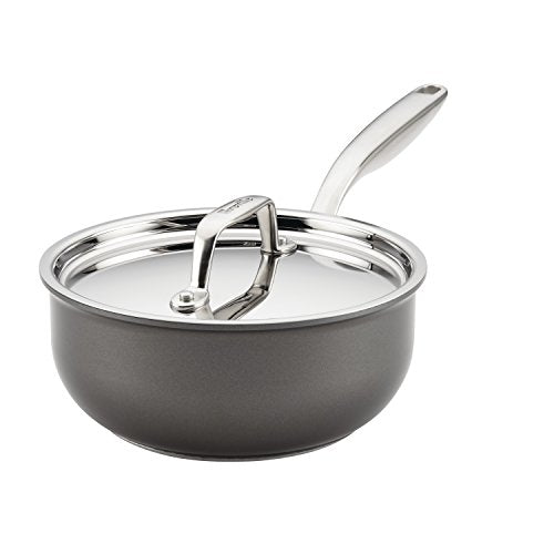 Breville Thermal Pro Hard-Anodized Nonstick 2.5-Quart Covered Saucier, Gray