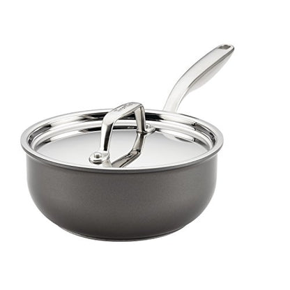 Breville Thermal Pro Hard-Anodized Nonstick 2.5-Quart Covered Saucier, Gray
