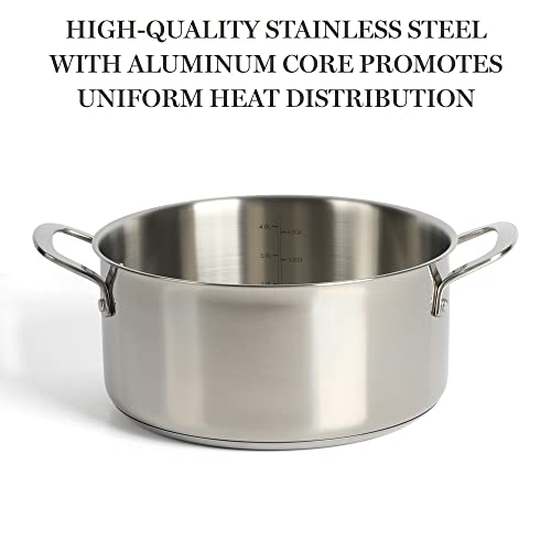 Martha Stewart Castelle 5-Quart 18/8 Stainless Steel Induction Safe Dutch Oven Casserole Pot With lid
