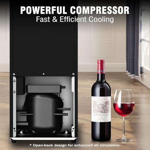 STAIGIS 12 Bottle Wine Cooler, Mini Fridge for Red and White, Small Freestanding Refrigerator with 40-66F Digital Temperature Control Glass Door