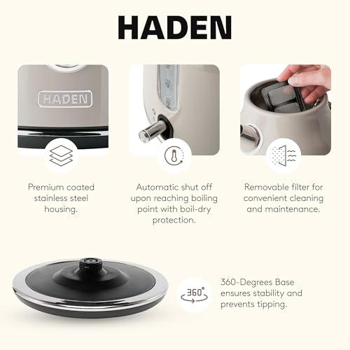 Haden Dorset 1.7 Liter Stainless Steel Electric Kettle, Hot Water Kettle