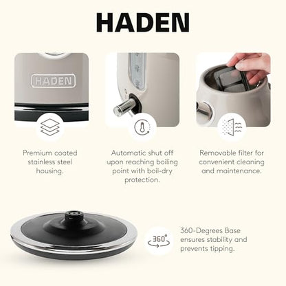 Haden Dorset 1.7 Liter Stainless Steel Electric Kettle, Hot Water Kettle