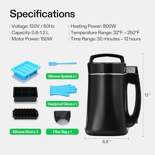 VIVOSUN Herbal Decarboxylation and Infusion Machine, Botanical Extractor and Infuser for Making Butter, Oil, and Tinctures, Includes Recipes and Complete Accessories