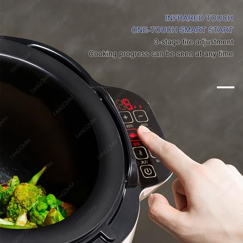 1000W 110V Automatic Cooking Machine - 6L Auto Stir Fry Wok Fried Rice Cooking Machine Electric Induction with Smart Touch 360° Rotating 3D All-round Heating for Stir Frying, Stewing, Cooking