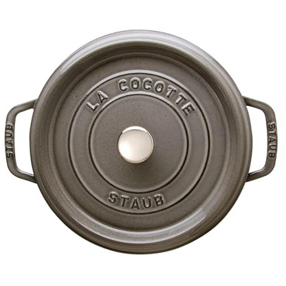 Staub Cast Iron 4-qt Round Cocotte - Graphite Grey