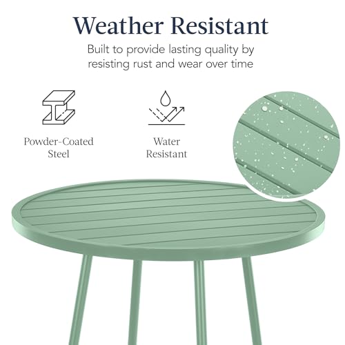 Best Choice Products 3-Piece Patio Dining Set, Bar Height, Outdoor Bistro Set, Outdoor Round Bar Table w/ 2 Bar Stools, Steel - Sage