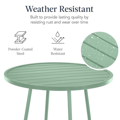 Best Choice Products 3-Piece Patio Dining Set, Bar Height, Outdoor Bistro Set, Outdoor Round Bar Table w/ 2 Bar Stools, Steel - Sage