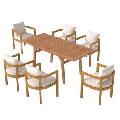 SUNSITT 7-Piece Outdoor Patio Dining Set w/55-71" Expandable Table