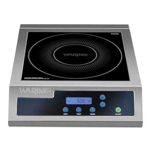 Waring Commercial Induction Burner, 11 x 11 Schott Ceramic Glass, for Professional Countertop Cooking and Catering, WIH400X