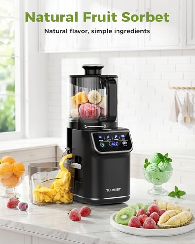 TUUMIIST 3-in-1 Cold Press Juicer Machine, Smart Touch Masticating Juicers for Whole Fruit & Vegetable, 6.5" Wide Chute Slow Juicer for Nut Milk & Sorbet, High Yield, 100oz Large Capacity, Easy Clean