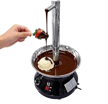 Chocolate Fountain Machine for Commercial/Home, Stainless Steel Chocolate Waterfall with Adjustable Temperature, Easy to Clean for Home, Party, Wedding, Birthday (Black)