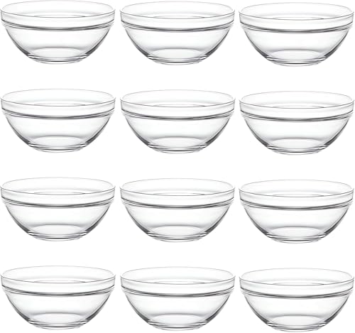 DABH4ND Small Glass Bowls for Cooking Prep, Clear Glass Bowls Perfect for Pre-measuring Spices for Cooking and Baking, Side Sauce Prep, Set of 12 (1.5 Fl Oz)