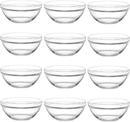 DABH4ND Small Glass Bowls for Cooking Prep, Clear Glass Bowls Perfect for Pre-measuring Spices for Cooking and Baking, Side Sauce Prep, Set of 12 (1.5 Fl Oz)