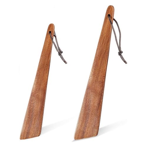 ZenyLumi Wooden Spatula Set of 2, Acacia Wood Cooking Utensils with Thin Angled Edge, Nonstick Safe Wood Turner, Lightweight Kitchen Spatula 10" & 12" for Flipping, Stir Fry, Mixing