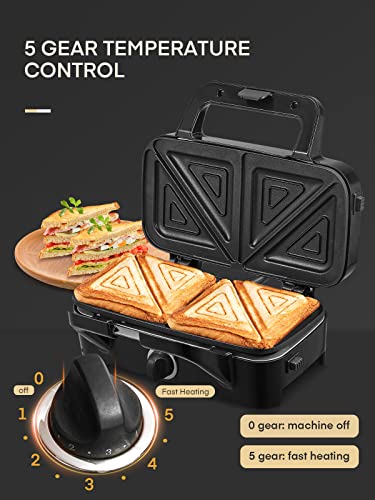 FOHERE Waffle Maker 3 in 1 with Removable Non-Stick Plates, 1200W