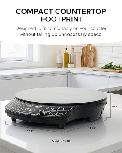 Nuwave Flex Pro 10.25” Precision Induction Cooktop with IMD Touch Display, LED, Shatter-Resistant Glass, 81 Temps (100°–500°F), 3 Wattages (600/900/1400W), Auto Shutoff, Portable Design, 30503V01