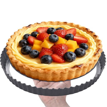 DATANYA Tart Pan 9 Inch Tart Pans Removable Bottom, Non-Stick Quiche Pan Carbon Steel Heavy Duty Pie Pan 9 Inch Tart Pan Loose Bottom, extra high of 1.2 Inches