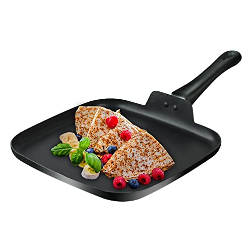 LECOOKING 10 Inch Square Griddle Pan, Nonstick Grill Pan for Cooking Eggs, Omelettes, and More, Griddle Cookware, PFOA Free
