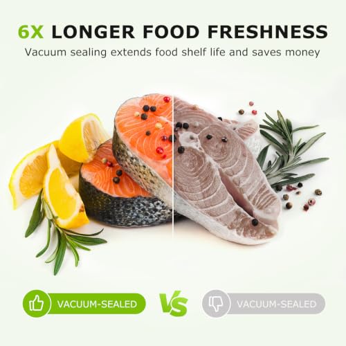 Bonsenkitchen Vacuum Sealer Machine,1 Roll&5 Pre-Cut Bags,Multiple Modes