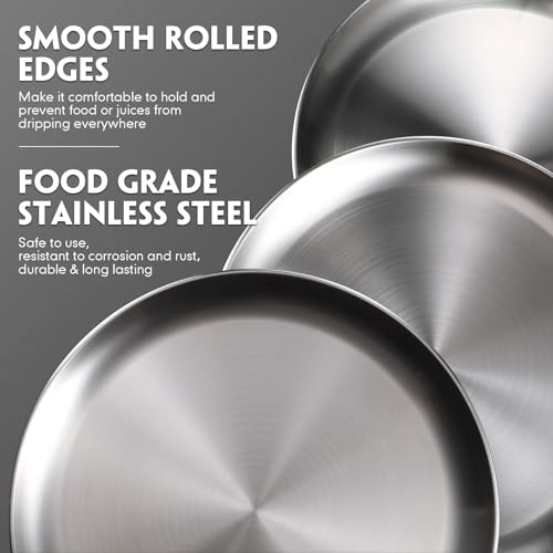 Thenshop 8 Pieces 8 Inch Pizza Pans Bulk Stainless Steel Sets Round Bakeware Pizza Trays for Oven Freezer Kitchen Baking Home Restaurant Picnics Safe Sturdy Reusable Easy Clean(Silver)