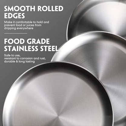 Thenshop 8 Pieces 8 Inch Pizza Pans Bulk Stainless Steel Sets Round Bakeware Pizza Trays for Oven Freezer Kitchen Baking Home Restaurant Picnics Safe Sturdy Reusable Easy Clean(Silver)